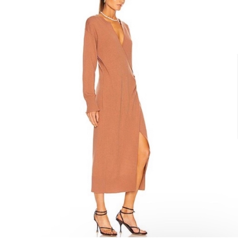 JONATHAN SIMKHAI Wrap Knit Dress in tan size M